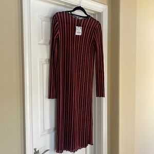Zara, red and black striped midi dress